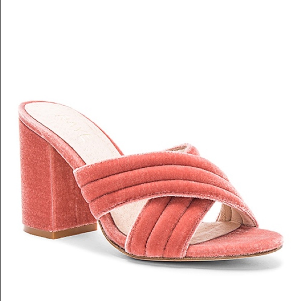 Raye Bella mule blush velvet shoes revolve sandals